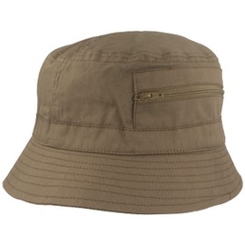 Breiter Bucket Hat | Bucket Hat | Sun Hat - Made of 100% Cotton - with 2 Integrated Pockets - Washable & Foldable, Green