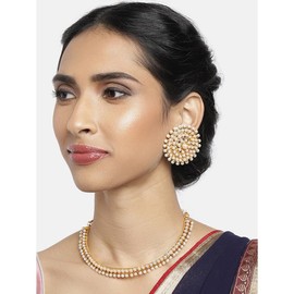 Aheli Bollywood Fashion Faux Stone Wedding Necklace Big Aretes Indian Traditional Ethnic Stylish Wedding Wear Jewelry Set Gift for Women Girls (rosa)