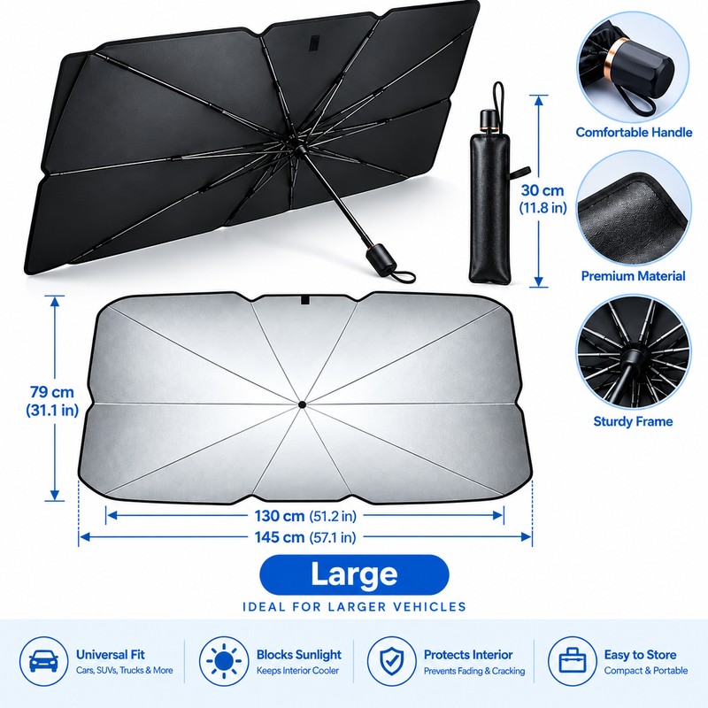 Premium Car Windshield Sun Shade Umbrella for Parked Cars –