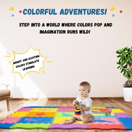 ToyVelt Baby Play Mats for Floor 48"x48" Foam Rugs for Babies, Extra Large Baby Play Mats Comes with 9 Dinosaur Shapes, Dinosaur Puzzle Mats for Floor - 25 Tiles