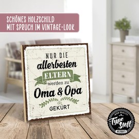 TypeStoff HS-00256 Wooden Sign with Saying "ALLERBESTE ELTERN, GROSSELTERN" - Vintage Look with Quote as a Gift and Decoration on the Theme of Birth, Offspring, Grandma, Grandpa and Grandson