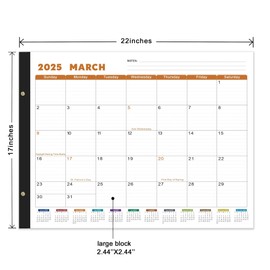 REHOUSING Desk Calendar 2025-2026 Large 22"x17" Monthly Planner Pad with Plastic Cover, Jan 2025 - June 2026, 18 Months Desk top Calendar with Notes for Office, Home and School