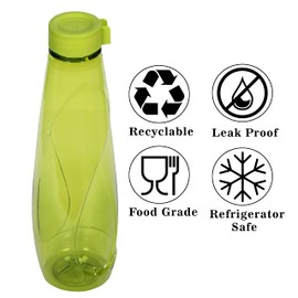 6 PCS x 950ML Plastic Coloured Transparent Water Bottles - Juice Bottles BPA Free & Leakproof - Reusable With Screw Cap Lid For Sports School Home (6 Pcs, Green)