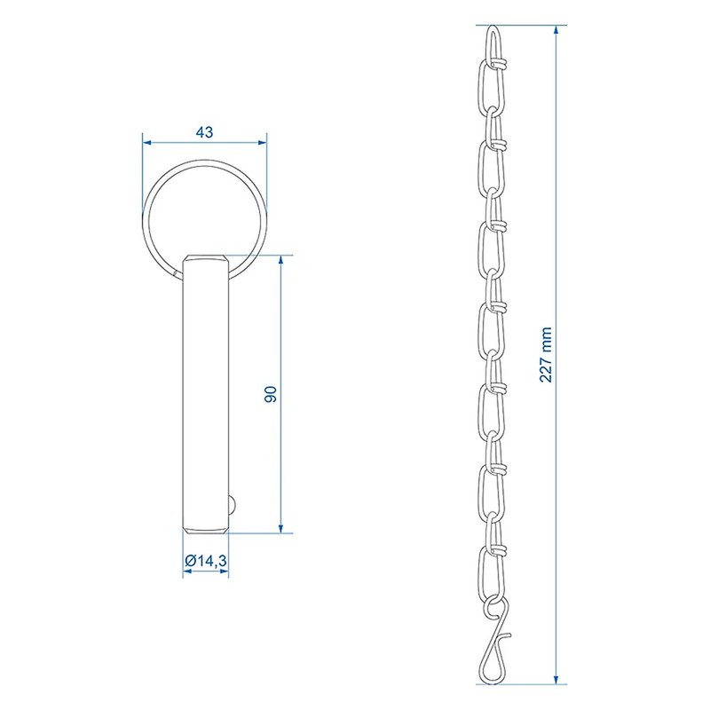 Locking Pin for Parking Supports Made of Galvanised Steel Pin