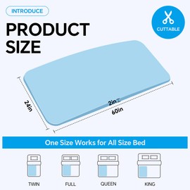 HOMBYS 60" L High Density Sagging Mattress Support, 2" Thick Foam Bed Boards for Under Mattress Corrector, Firm Pad to Fix Sinking Bed, Ideal for Sags Deeper 1"-2", (60"x24"x2")