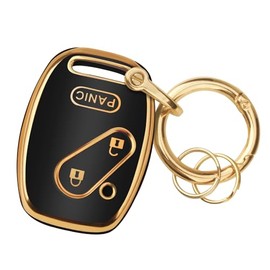 FT FUNTOR Car Key Shell Cover with Keychain for Honda,Fit for Honda 2010-2012 Accord, Civic,Pilot, Protection Case Shell Soft TPU Key Fob Cover with Metal Fit 3-Button Remote Case Accessories (Black)