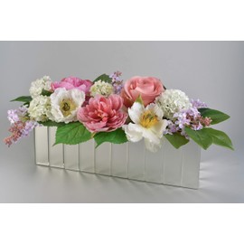 Serene Spaces Living Gatsby-Inspired Oblong Mirrored Vase – Luxe Beveled Glass Centerpiece for Weddings, Events & Home Decor – Rectangular Mirror Flower Vase – 15.75"L x 4.75"W x 4.75"H