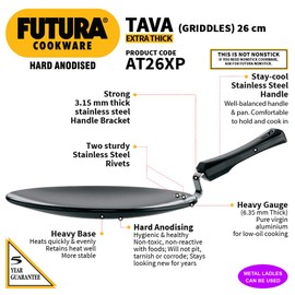 Futura Anodised Griddle, 10" With Plastic Handle, Black