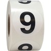 Black Number 9 Circle Stickers, 1.5 Inches Round, 500 Labels