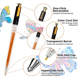ZSCM Retractable Super Glitter Gel Pens, 12 Colors Large Capacity Metallic Sparkle Gel Ink Pens, 1 mm Fine Point Smooth Writing Color Pen for Adult Coloring Book Note Taking Aesthetic Art Supplies