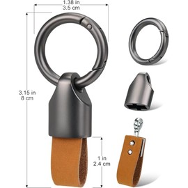 Wrahonbi Matte Cowhide Car Keychain Universal Key Fob Key Chain Holder Leather Key Keepers for Men and Women Brown Gray, Brown Gray