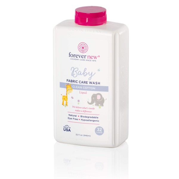 Forever New Baby Liquid Detergent – Clean Cotton Scent, 32 fl oz.