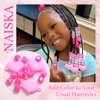 NAISKA 60Pcs Pink Heart Hair Beads for Kids Girls Heart