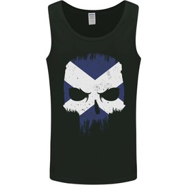 3TEES Scotland Skull Scottish Gym Flag Biker Mens Vest Tank Top Black L