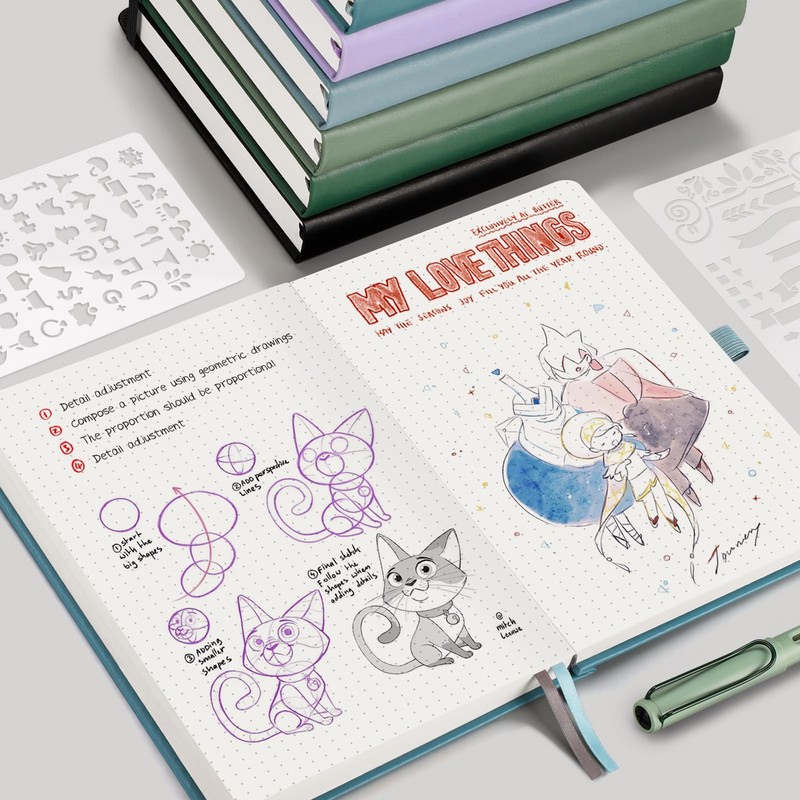 EMSHOI Dotted Journal Notebook - 320 Pages, 100gsm Thick Paper,