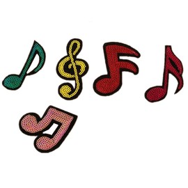 Ximkee(10 Pack) Assorted Musical Note Sequin Sew Iron On Embroidered Patches Appliques