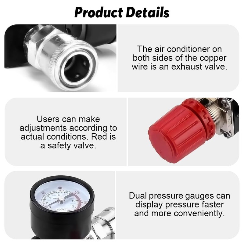 mizikuu 1/4 Inch Pressure Regulator Compressed Air, Pressure Switch Control