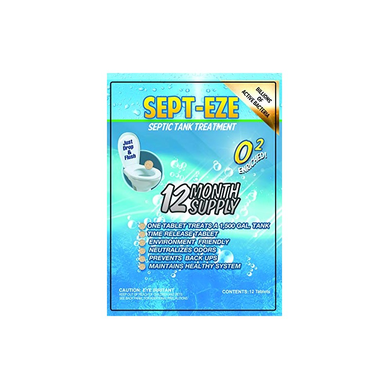 Sept-Eze Septic Professional Strength Septic Tank Treatment 6-12-24 Month Treatments