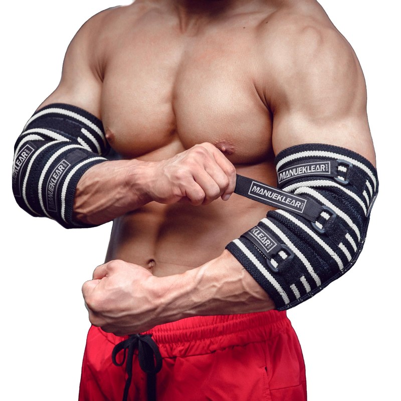 MANUEKLEAR Elbow Sleeves for Weightlifting, Adjustable Elbow Wraps for Weightlifting