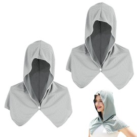 PAVIKE Cooling Poncho, 2-Piece Set, Cooling Towel, Cooling Poncho, Heat Prevention, Soft, Breathable, Cool, Cool, Windproof, Dustproof, Sun Protection, Easy to Put on and Take Off, Outdoor Sun
