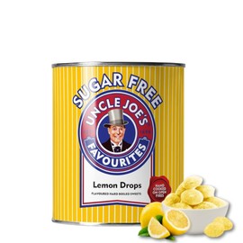 Uncle Joe's Sugar Free Lemon Drops | Flavored Hard Boiled Sweets | Mouth Watering Candy | Old Fashioned British Sweet | Ideal for Dry Mouth & Helps Breath Relief | 4.23 Oz (120g)