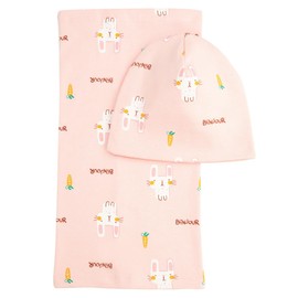 FORUHOO Girls' Hat Set with Scarf Children's Beanie for Autumn Winter Cotton Pack of 2, rabbit