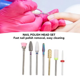 7pcs Tungsten Carbide Nail Drill Bits Kit, Portable Grinding Heads Manicure Tools, Cuticle Nail Drill Tips Set with Storage Box