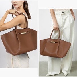 Juoxeepy Tote Bag Faux Leather Work Bag for Women Soft Grained Leather Top Handle Bag Trendy Luxury Hobo Handbag Purse