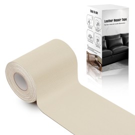 OcePor Self Adhesive Leather Repair Patch, 4 x 60 inch Leather Repair Tape, Leather Patches for Furniture, Vinyl Leather Repair Kit for Couches, Boat Seats, Furniture, Cars(Beige White)