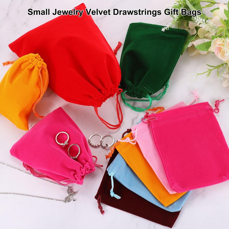 sourcing map 25 Pcs Velvet Drawstring Bag, 5 x 6