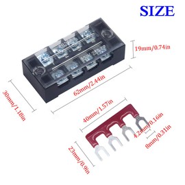 CEEYSEE 12pcs (6 Set) 4 Positions Dual Rows Covered Screw Terminal Block 600V 25A + 6Pcs 4 Positions Pre-Insulated Black/Red Fork Terminal Barrier Strip 400V 25A(TB2504)