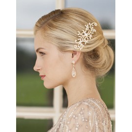 Mariell Gold Dangle Earrings for Brides with Cubic Zirconia Crystals, Art Deco Mosaic Design, Earrings for Wedding, Prom, Mother of the Bride