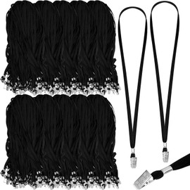 Wesnoy 1000 Pack Bulk Lanyards for ID Name Badges Holder Flat Lanyards with Clip for Office School Accessories(Black)
