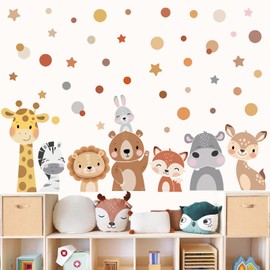 wondever Wall Sticker Forest Animals Safari Giraffe Bear Dots Polka Wall Sticker Wall Decoration for Children's Room Baby Room Bedroom