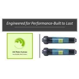 Jett Water Systems 2 Mixed Bed Inline DI Resin Filter/DI Water Filter for Aquarium and RO/0 ppm TDS - 1/4" QC x 1/4" NPTF Elbow, No Filter Clips