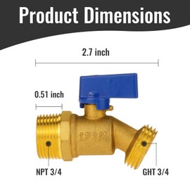 Angry Pony MNPT 3/4 x GHT 3/4 Brass Rain Barrel Spigot Kit, Outdoor Faucet with Bulkhead Fitting for Water Bucket,Hose Bib,Rainwater Barrel