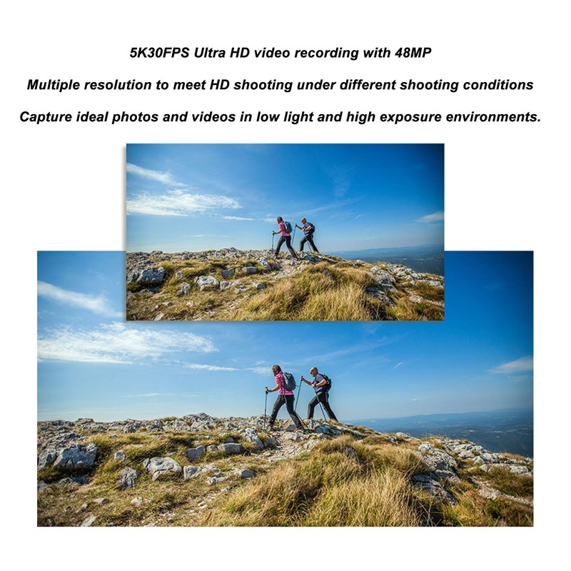 5K30FPS WiFi Action Camera Front and Rear Dual Screen Built