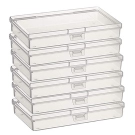 Gebildet 6 Pcs Clear Storage Box, Rectangular Plastic Containers Case with Lid for Pills, Jewellery, Tiny Bead, Herbs, Craft Items