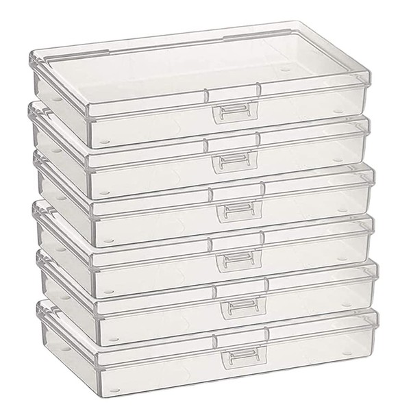 Gebildet 6 Pcs Clear Storage Box, Rectangular Plastic Containers Case