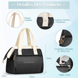 KTMOUW Bolsa de Almuerzo,Loncheras Termica para Mujer y Hombre,Fácil de Limpiar,Bolsa de Mano Impermeable,Gran Capacidad,Forro a Prueba de Fugas,Almuerzo,Oficina,Picnic,Camping,Hombres,Mujeres,negro