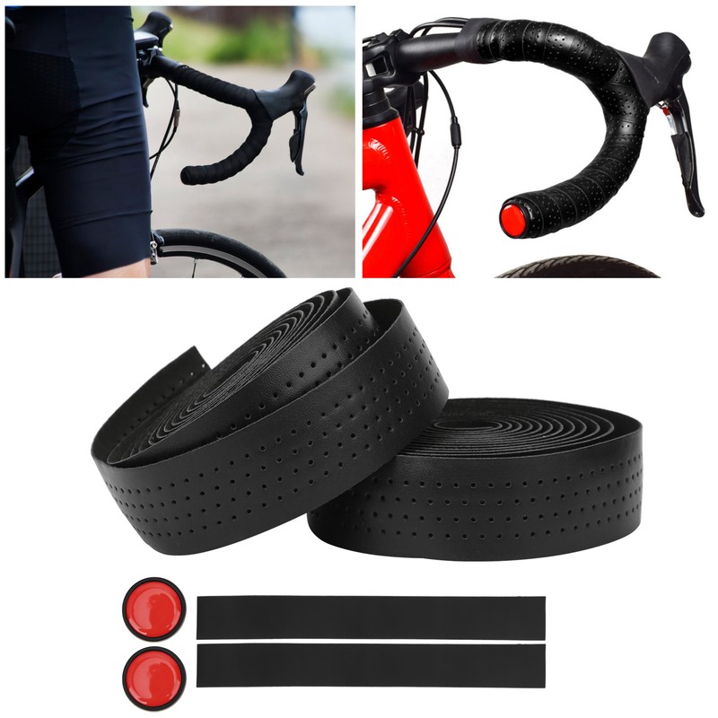 2Pcs Cycling PU Leather EVA Handlebar Belt Road Bike AntiSlip