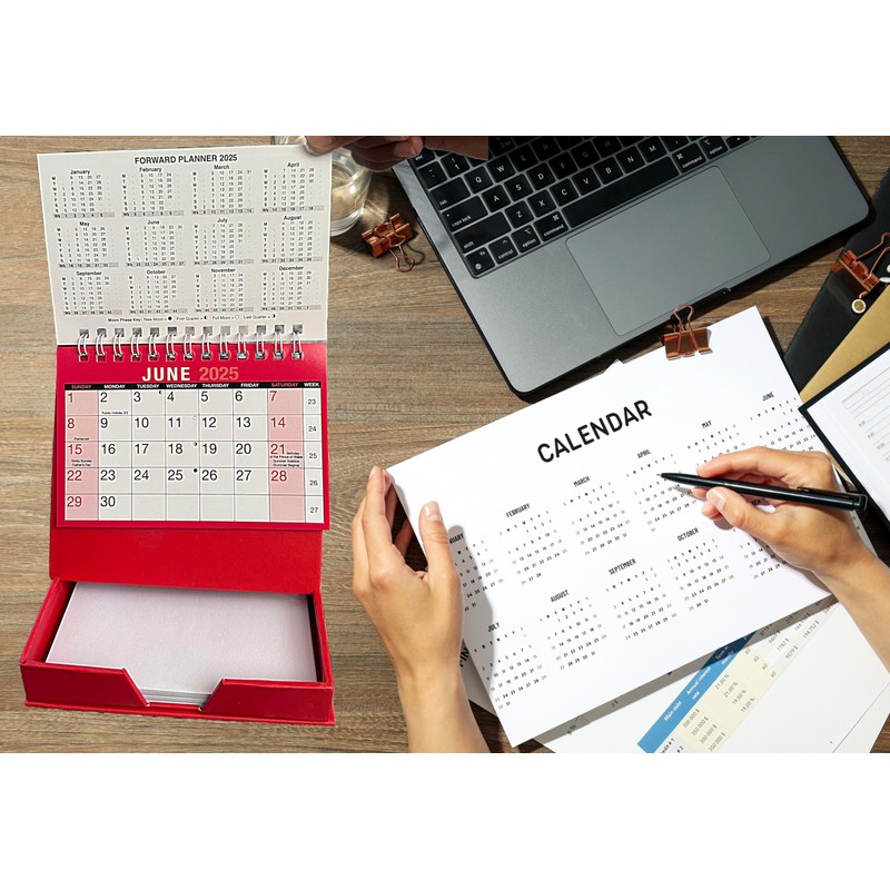 2025 Desktop Month to View Calendar Tear Off and Memo