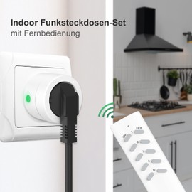 UCOMEN Radio Sockets with Remote Control, 5 Sockets with 2 Remote Controls, 16 A/3680 W Radio Socket with Remote Control Inside, Radio Socket for Household Appliances, White