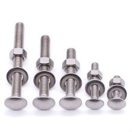 5/16-18 x 1-3/4" Stainless Steel Carriage Bolts with Hex Nuts and Flat Washers 304 Stainless Steel 18-8 Square Neck Bolts and Nuts Washers, Full Thread, Coarse Thread, 10 Sets