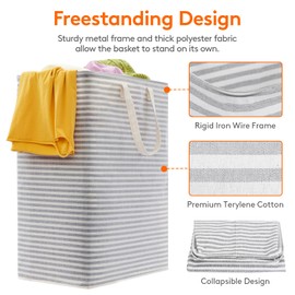 Lifewit Laundry Hamper Large Collapsible Laundry Basket, Freestanding Waterproof Clothes Hamper Storage with Easy Carry Handles for Clothes in Bedroom Bathroom College Dorm for Adults, Grey, 125L