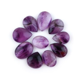 CRYSTALINES 10pcs Natural Trapache Amethyst Gemstones, Wholesale Cabochon, High Grade Polished Stones, DIY Crafts, Jewelry Making Supply, Healing Crystals, Wire Wrapping, Gem Collection
