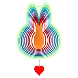 Whimsical Wind Spinner with Heart Charm – Popular Blind Box Figures Inspired Sculpture – Outdoor Hanging Garden & Yard Decor, Cute Room Decoration – Windmill, Birthday Party Supplies & Dream Catcher