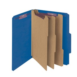 Smead Pressboard Classification File Folder with SafeSHIELD® Fasteners, 3 Dividers, 3" Expansion, Letter Size, Dark Blue, 10 per Box (14096)