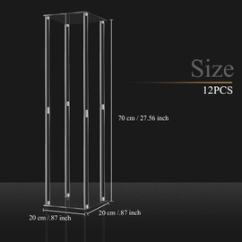 Geetery 12 Pieces 28 Inch Tall Acrylic Vase Wedding Centerpieces Clear Flower Stand Column Geometric Floral Vase Elegant Display Holder for Birthday Party Wedding Table Decorations