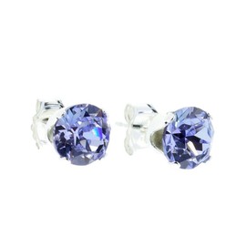 pewterhooter London Collection Women's Sparkling Provence Lavender Sterling Silver Stud Earrings with Gift Box.
